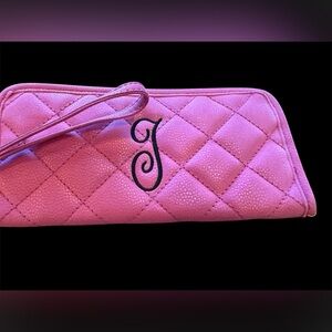 Pink “T” Initial long wallet. New. Never used.
